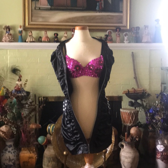 Black Zip Front Dress with Belt - Picture 2 of 3